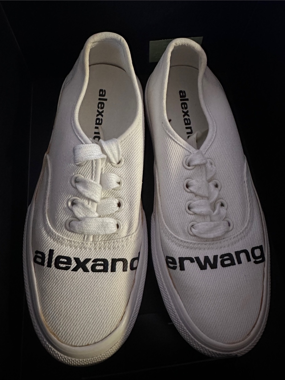 Alexander Wang White Canvas Low-Top Sneakers with Black Logo